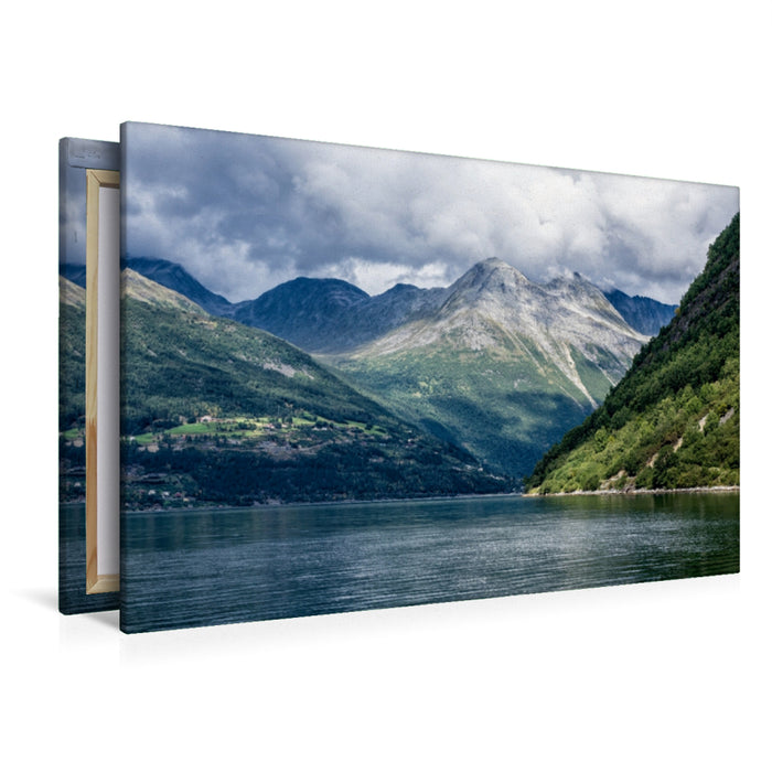 Premium Textil-Leinwand Premium Textil-Leinwand 120 cm x 80 cm quer Blick auf dem Storfjord