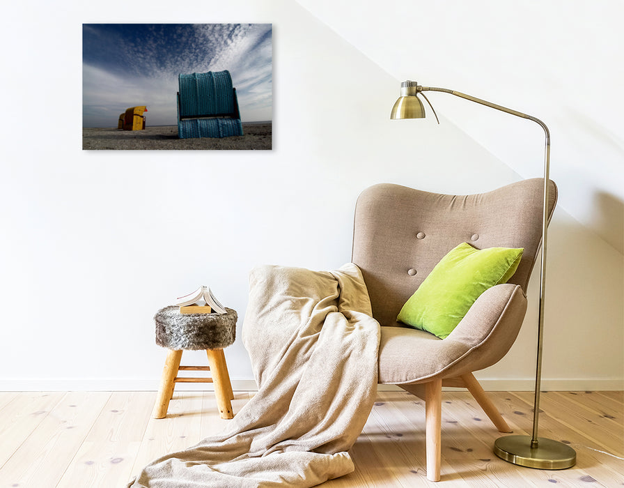 Toile textile haut de gamme Toile textile haut de gamme 75 cm x 50 cm sur les chaises de plage sur l'île de Föhr 