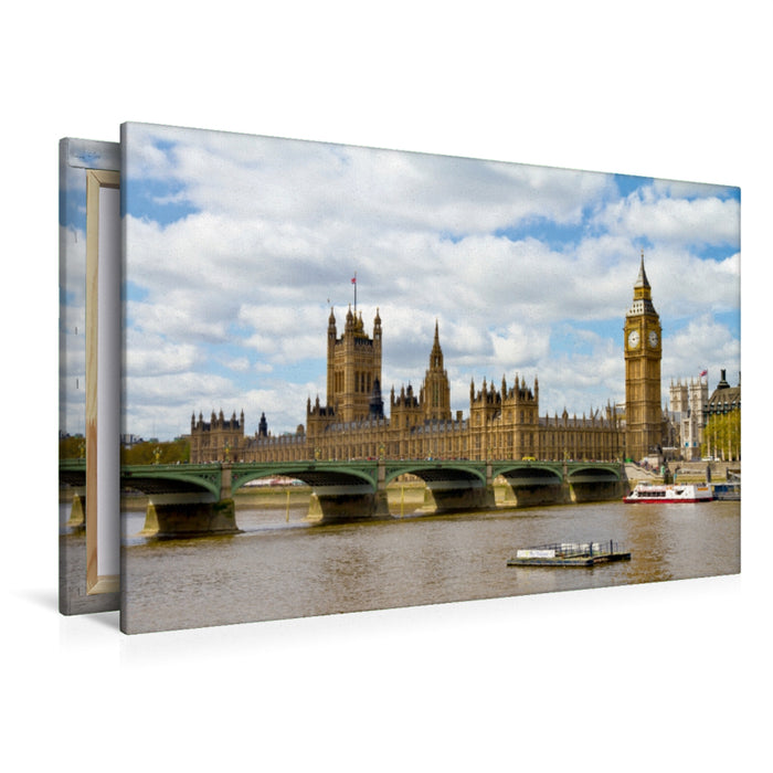 Premium Textil-Leinwand Premium Textil-Leinwand 120 cm x 80 cm quer Westminster Bridge und Houses of Parliament