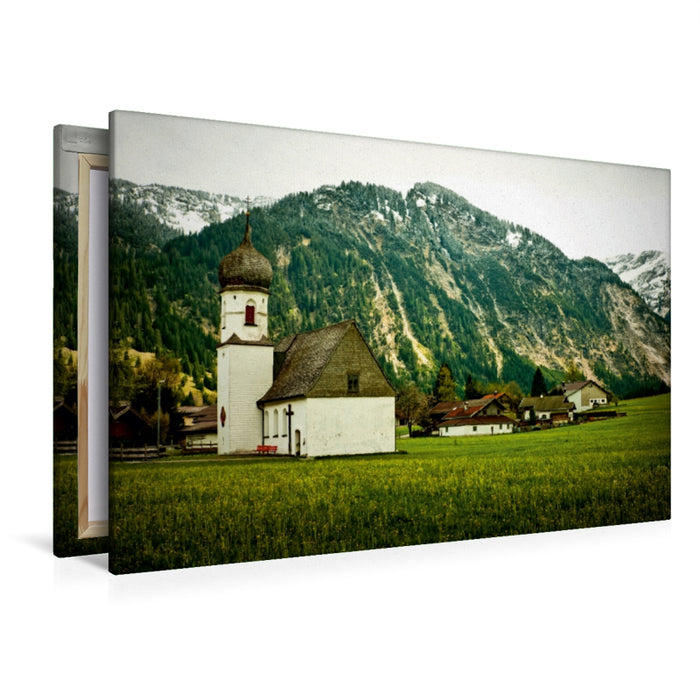 Premium Textil-Leinwand Premium Textil-Leinwand 120 cm x 80 cm quer Marien-Kapelle in Tannheim