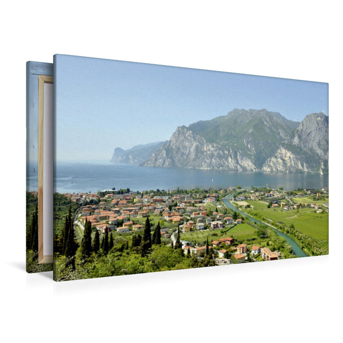 Toile textile premium Toile textile premium 120 cm x 80 cm paysage Italie (Lac de Garde) 