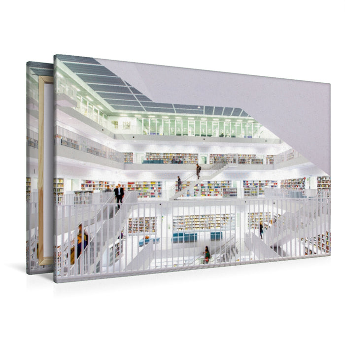 Premium Textil-Leinwand Premium Textil-Leinwand 120 cm x 80 cm quer Stadtbibliothek  Stuttgart