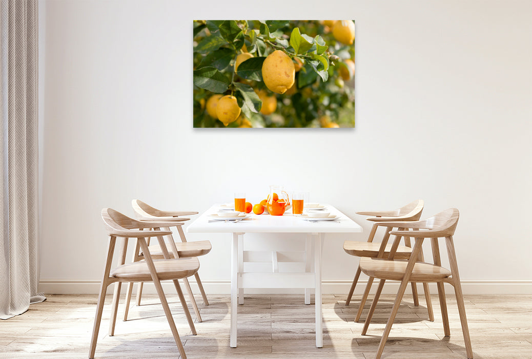 Premium Textil-Leinwand Premium Textil-Leinwand 120 cm x 80 cm quer Ein Motiv aus dem Kalender Emotionale Momente: Orangen und Zitronen.