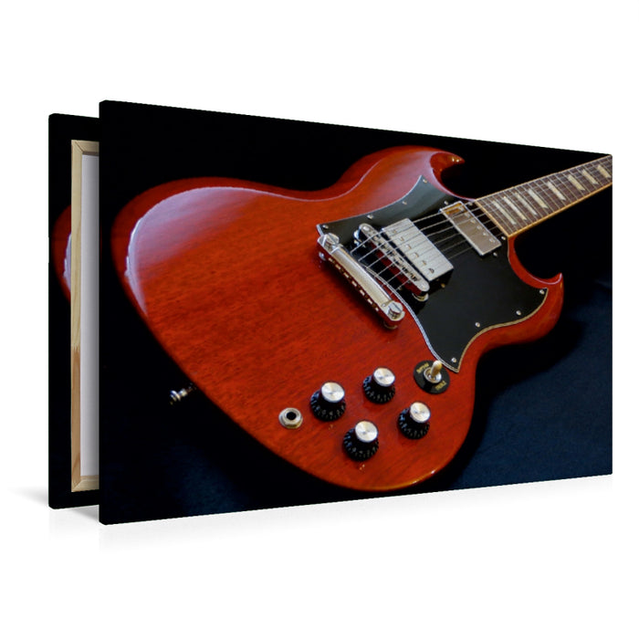 Premium Textil-Leinwand Premium Textil-Leinwand 120 cm x 80 cm quer Legendäre rote E-Gitarre