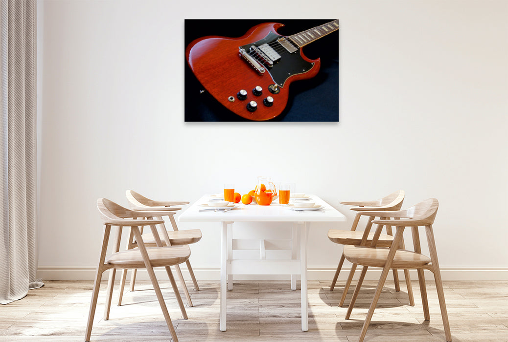 Premium Textil-Leinwand Premium Textil-Leinwand 120 cm x 80 cm quer Legendäre rote E-Gitarre