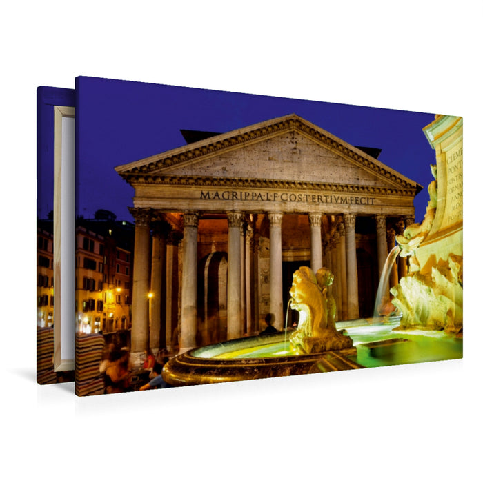 Premium Textil-Leinwand Premium Textil-Leinwand 120 cm x 80 cm quer Piazza della Rotonda, Brunnen vor dem Pantheon