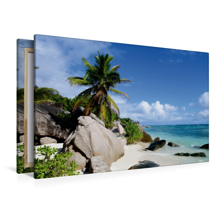 Premium Textil-Leinwand Premium Textil-Leinwand 120 cm x 80 cm quer Anse Source d'Argent, La Digue