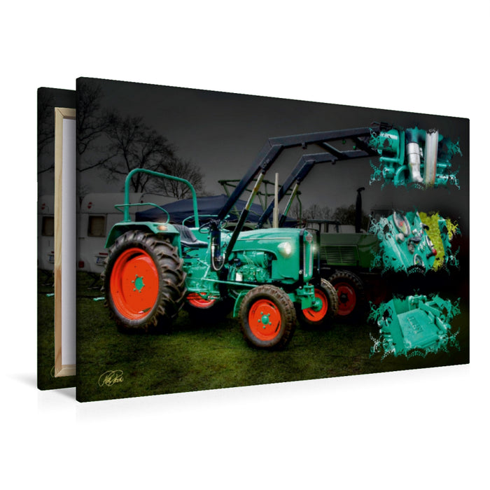 Premium Textil-Leinwand Premium Textil-Leinwand 120 cm x 80 cm quer Oldtimer Traktor Kramer