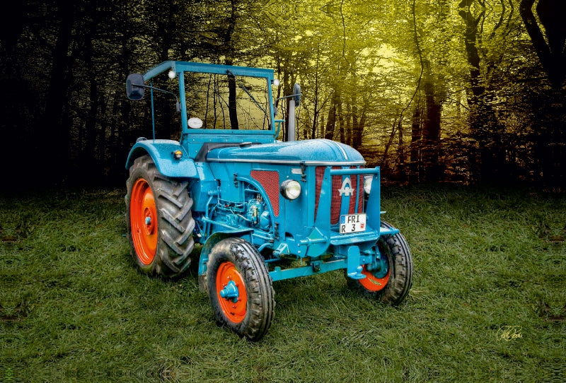 Toile textile premium Toile textile premium 120 cm x 80 cm paysage Tracteur Vintage Hanomag 