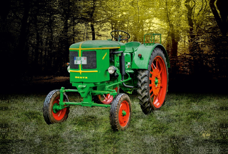 Premium Textil-Leinwand Premium Textil-Leinwand 120 cm x 80 cm quer Oldtimer Traktor Deutz