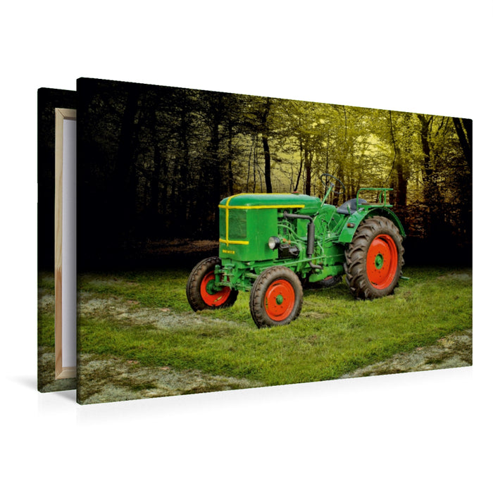 Toile textile premium Toile textile premium 120 cm x 80 cm paysage tracteur vintage Deutz 