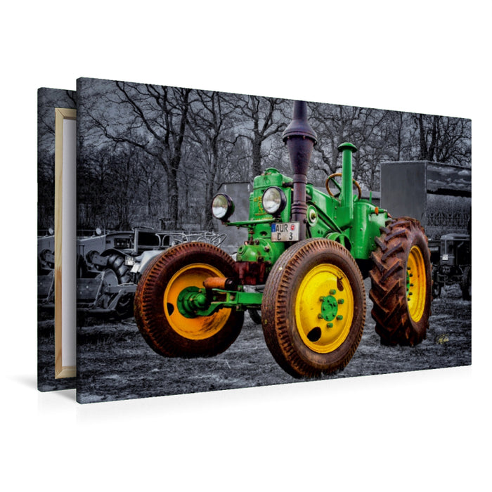 Premium Textil-Leinwand Premium Textil-Leinwand 120 cm x 80 cm quer Oldtimer Traktor Le Percheron