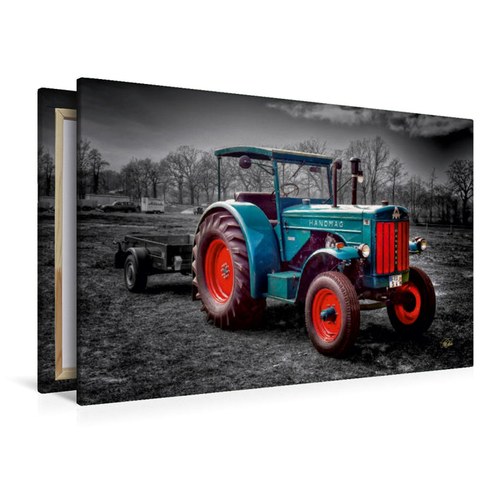 Toile textile premium Toile textile premium 120 cm x 80 cm paysage Tracteur Vintage Hanomag 