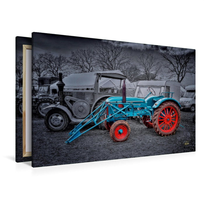 Toile textile premium Toile textile premium 120 cm x 80 cm paysage Tracteur Vintage Hanomag 