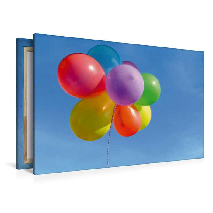 Premium Textil-Leinwand Premium Textil-Leinwand 120 cm x 80 cm quer Luftballons am blauen Himmel