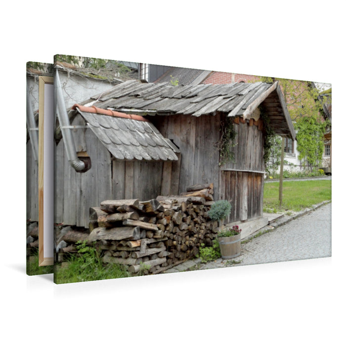 Premium Textil-Leinwand Premium Textil-Leinwand 120 cm x 80 cm quer Immobilie aus Holz