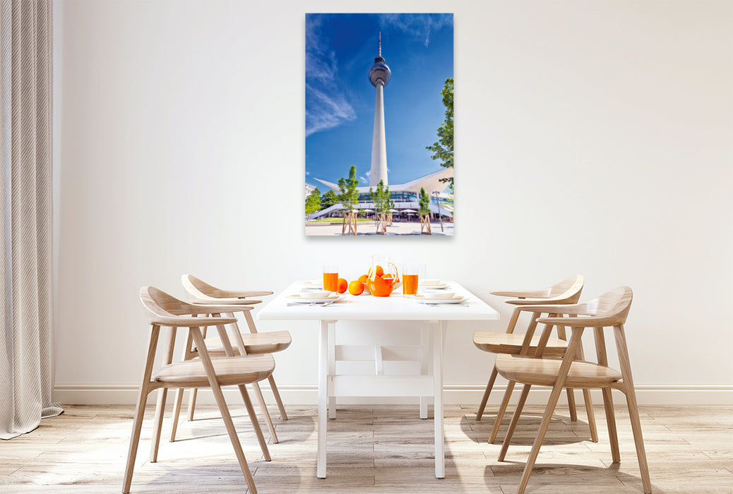 Premium Textil-Leinwand Premium Textil-Leinwand 80 cm x 120 cm  hoch Fernsehturm BERLIN