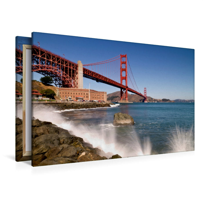 Premium Textil-Leinwand Premium Textil-Leinwand 120 cm x 80 cm quer Faszinierende Golden Gate Bridge