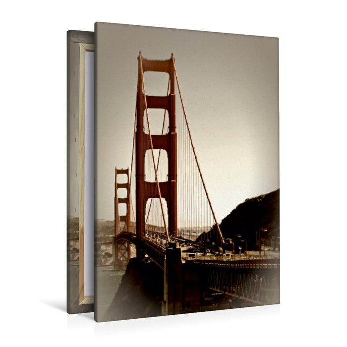 Premium Textil-Leinwand Premium Textil-Leinwand 80 cm x 120 cm  hoch GOLDEN GATE BRIDGE Vintage