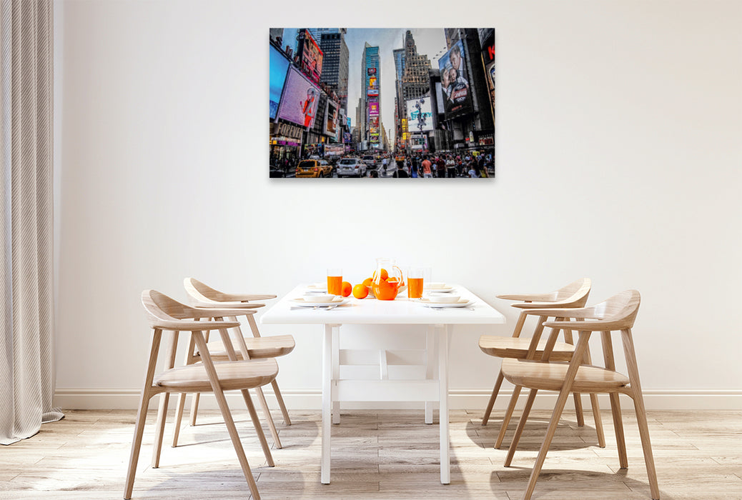 Toile textile haut de gamme Toile textile haut de gamme 120 cm x 80 cm paysage Vues de la ville de New York - Time Square 