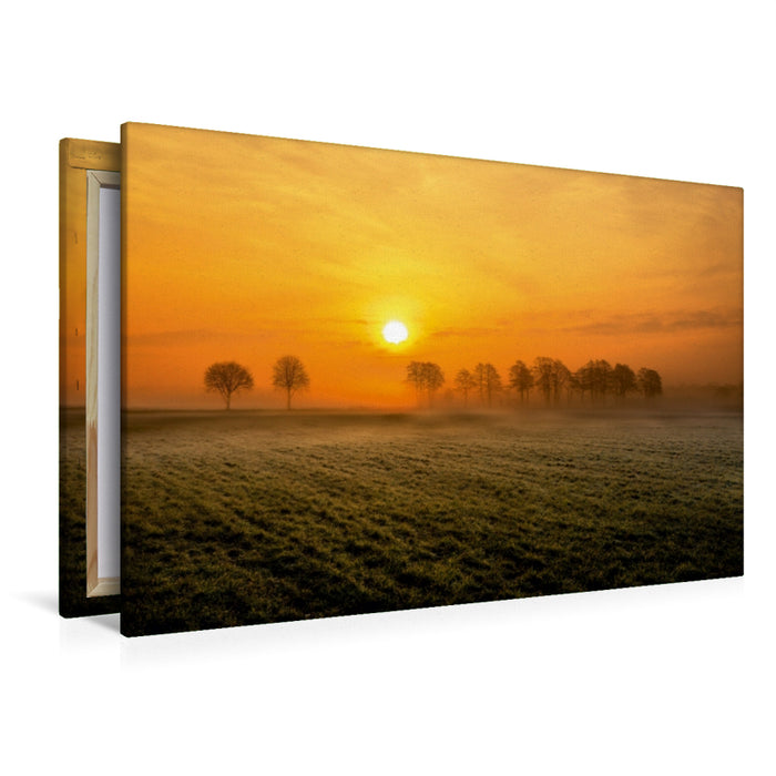 Premium Textil-Leinwand Premium Textil-Leinwand 120 cm x 80 cm quer Sonnenaufgang nahe Wilhelmshaven