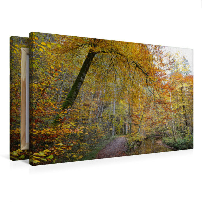 Premium Textil-Leinwand Premium Textil-Leinwand 75 cm x 50 cm quer Wanderweg durch die Maisinger Schlucht