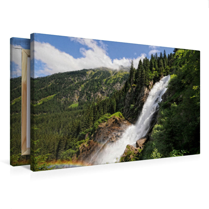 Premium textile canvas Premium textile canvas 75 cm x 50 cm landscape Rainbow at the Krimml waterfalls in the Salzburger Land (Austria) 