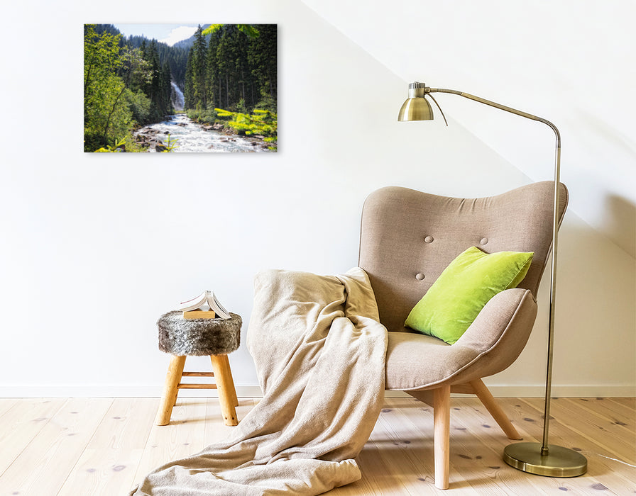Premium textile canvas Premium textile canvas 75 cm x 50 cm landscape Krimml waterfalls in the Salzburger Land (Austria) 