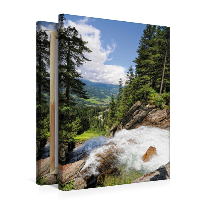 Premium Textil-Leinwand Premium Textil-Leinwand 50 cm x 75 cm hoch Blick von der Schettkanzel am Krimmler Wasserfall (Österreich)