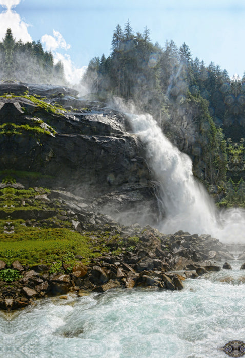 Premium Textil-Leinwand Premium Textil-Leinwand 50 cm x 75 cm hoch Unterer Wasserfall. Krimmler Wasserfälle im Salzburger Land (Österreich)