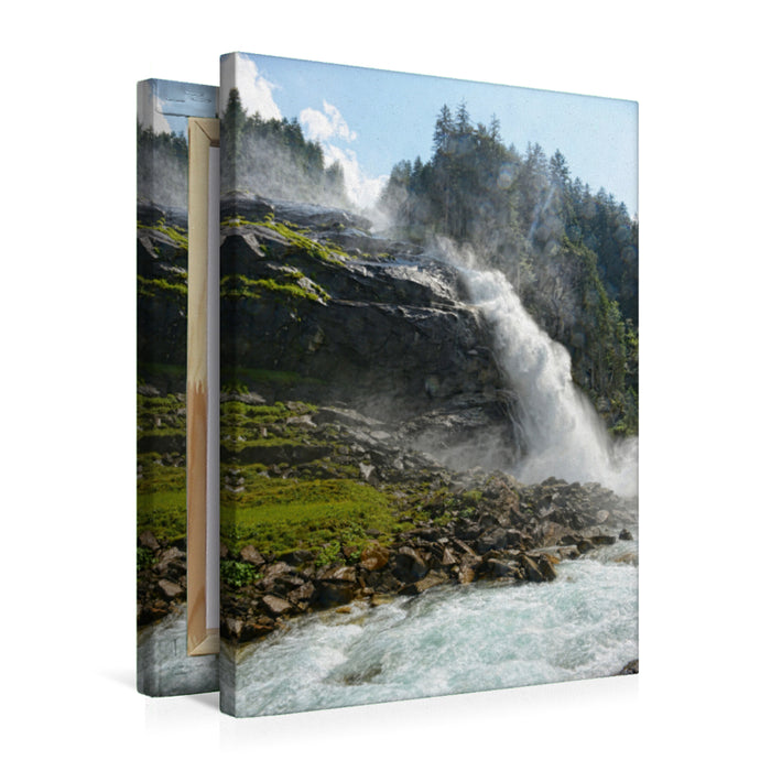 Premium Textil-Leinwand Premium Textil-Leinwand 50 cm x 75 cm hoch Unterer Wasserfall. Krimmler Wasserfälle im Salzburger Land (Österreich)