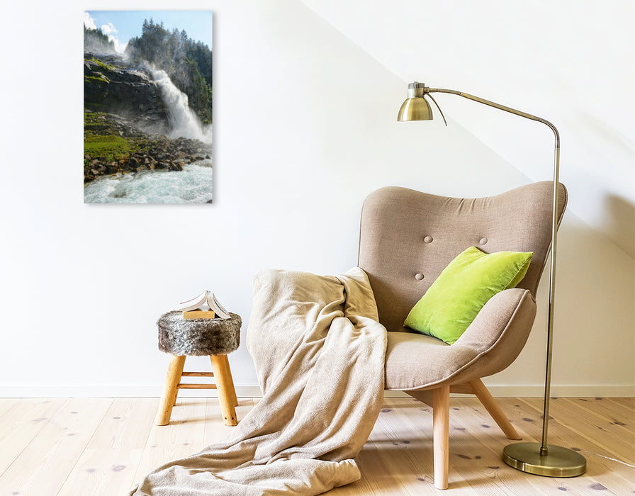 Premium Textil-Leinwand Premium Textil-Leinwand 50 cm x 75 cm hoch Unterer Wasserfall. Krimmler Wasserfälle im Salzburger Land (Österreich)