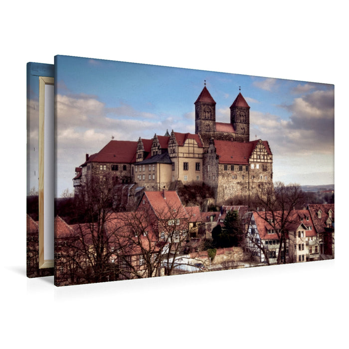 Toile textile haut de gamme Toile textile haut de gamme 120 cm x 80 cm paysage église du château de Quedlinburg 