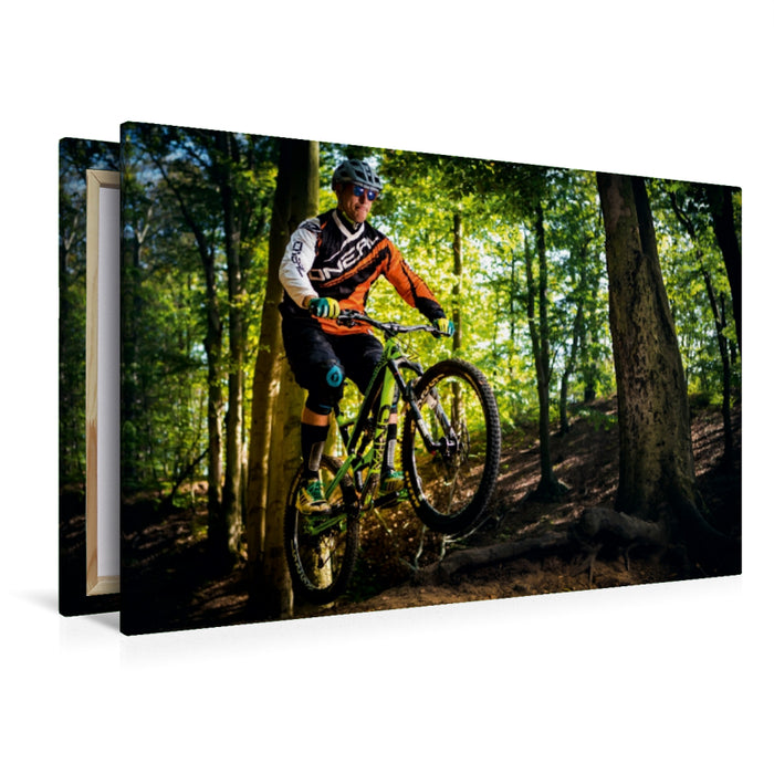 Premium Textil-Leinwand Premium Textil-Leinwand 120 cm x 80 cm quer Ein Motiv aus dem Kalender Mountainbike Action