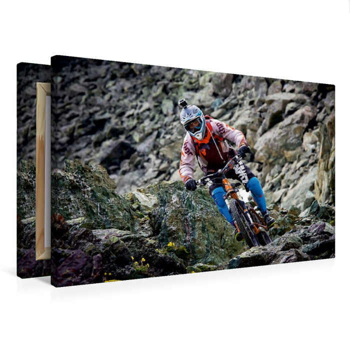 Premium Textil-Leinwand Premium Textil-Leinwand 75 cm x 50 cm quer Ein Motiv aus dem Kalender Mountainbike Freeride Momente