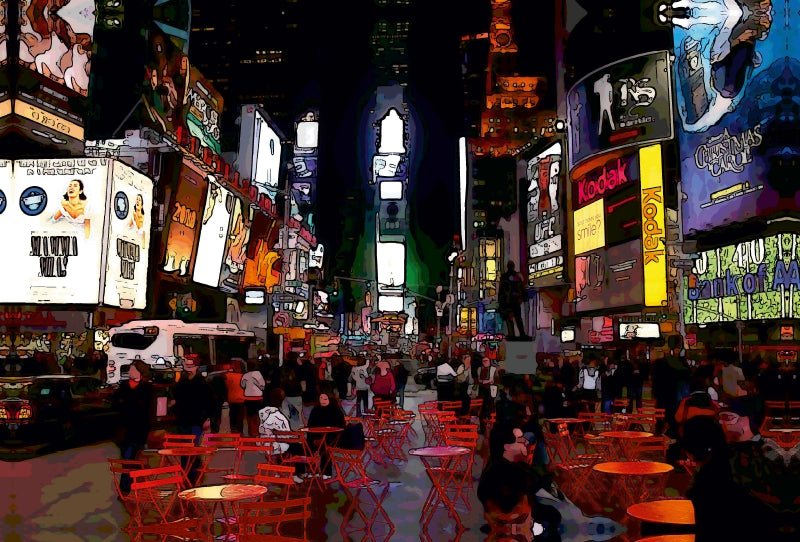 Toile textile premium Toile textile premium 120 cm x 80 cm paysage Times Square la nuit 