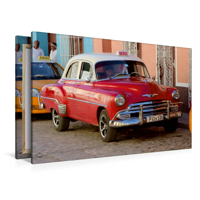 Premium Textil-Leinwand Premium Textil-Leinwand 120 cm x 80 cm quer Chevrolet Oldtimer auf Kuba