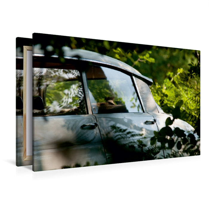 Premium Textil-Leinwand Premium Textil-Leinwand 120 cm x 80 cm quer Romantisches Ambiente mit Citroën DS