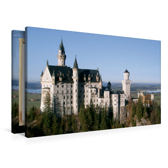 Premium textile canvas Premium textile canvas 90 cm x 60 cm landscape Neuschwanstein Castle 
