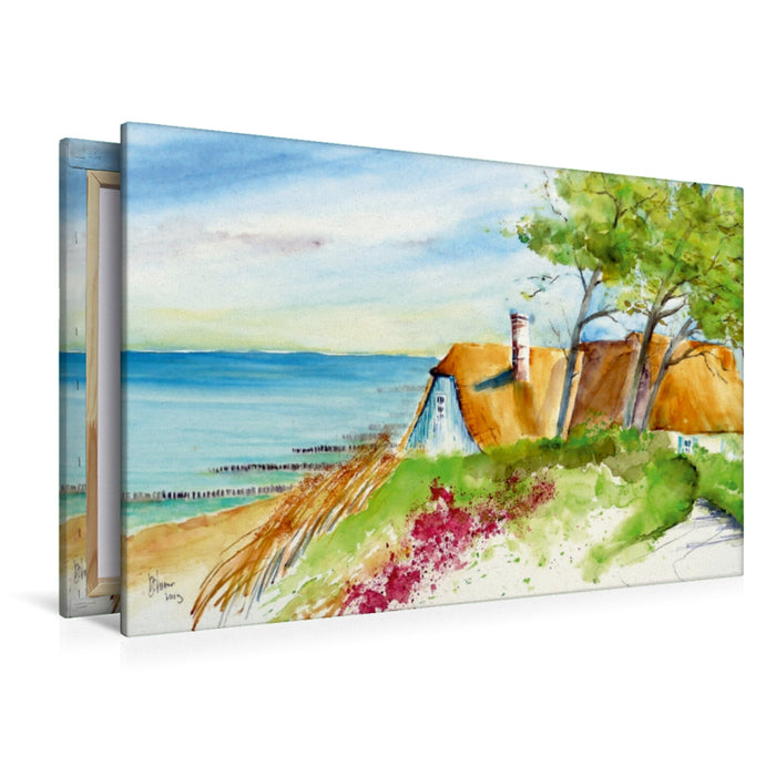 Premium Textil-Leinwand Premium Textil-Leinwand 120 cm x 80 cm quer Ein Motiv aus dem Kalender Aquarelle - Fischland-Darß