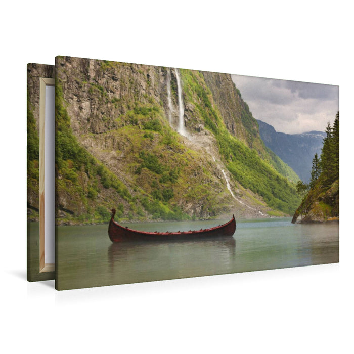 Premium Textil-Leinwand Premium Textil-Leinwand 120 cm x 80 cm quer Naeroyfjord in Norwegen