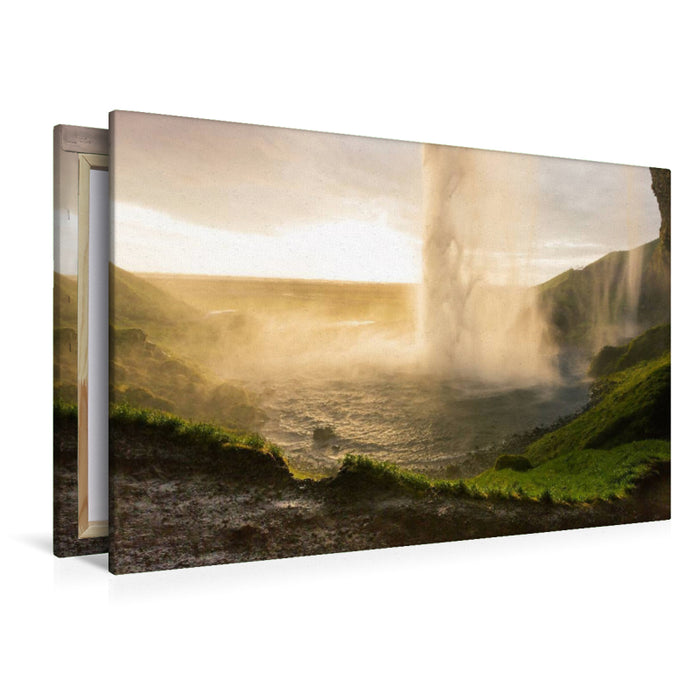 Premium Textil-Leinwand Premium Textil-Leinwand 120 cm x 80 cm quer Seljandsfoss Island