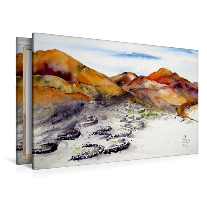 Toile textile premium Toile textile premium 120 cm x 80 cm paysage La Geria - Lanzarote 