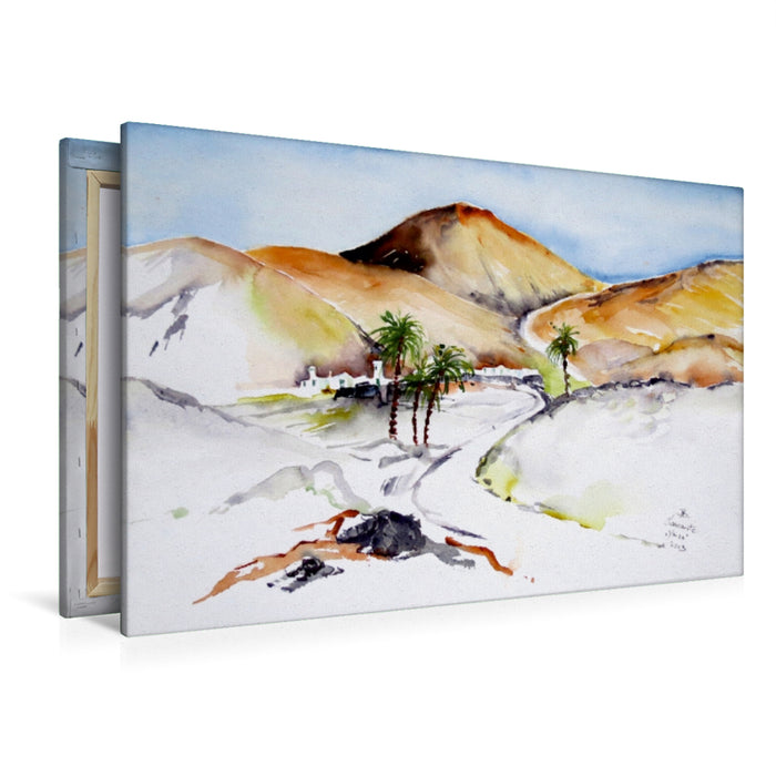 Toile textile premium Toile textile premium 120 cm x 80 cm paysage Vue de Yaiza - Lanzarote 