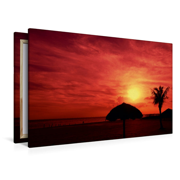 Toile textile haut de gamme Toile textile haut de gamme 120 cm x 80 cm paysage FLORIDE Coucher de soleil Fort Myers Beach 