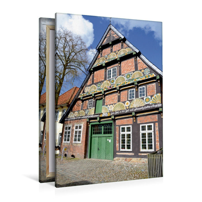 Premium Textil-Leinwand Premium Textil-Leinwand 80 cm x 120 cm  hoch Ackerbürgerhaus - Verden / Aller