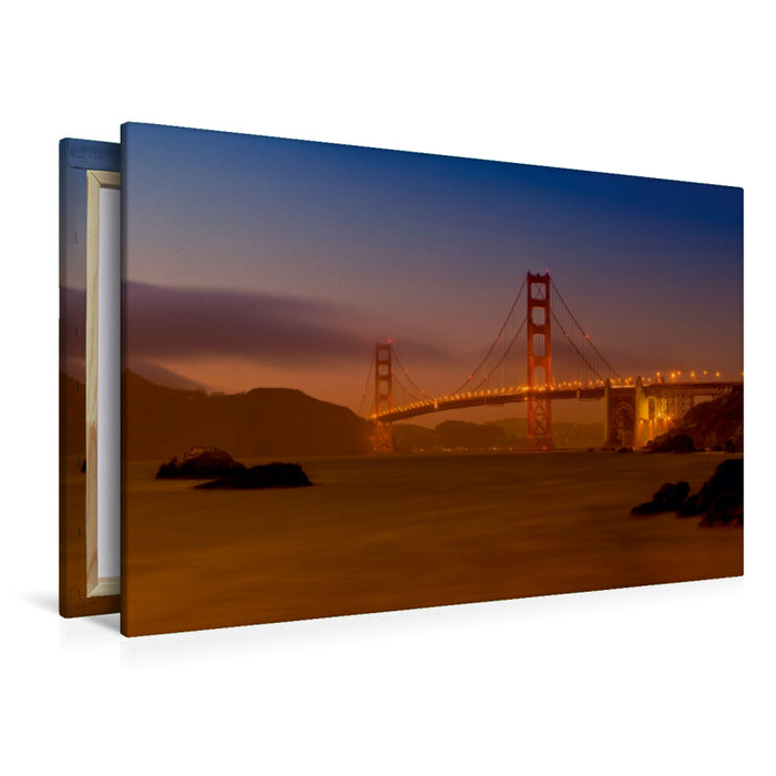 Premium Textil-Leinwand Premium Textil-Leinwand 120 cm x 80 cm quer GOLDEN GATE BRIDGE San Francisco Bay