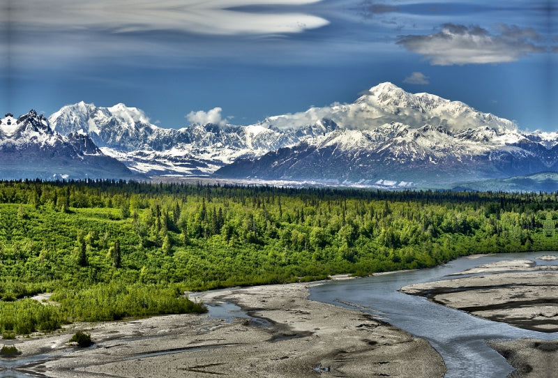 Toile textile haut de gamme Toile textile haut de gamme 120 cm x 80 cm paysage Mont McKinley -Denali 