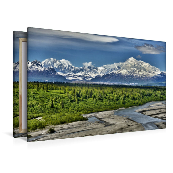 Toile textile haut de gamme Toile textile haut de gamme 120 cm x 80 cm paysage Mont McKinley -Denali 