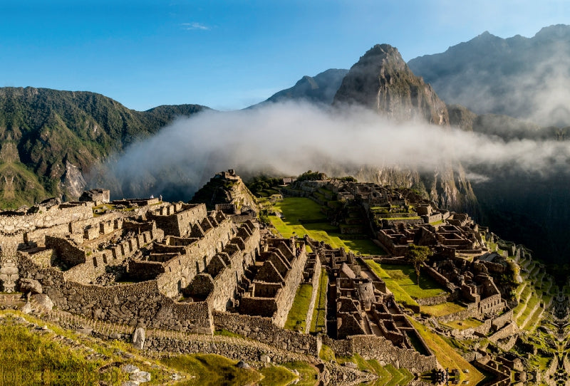 Toile textile premium Toile textile premium 120 cm x 80 cm paysage Machu Picchu dans la brume matinale 